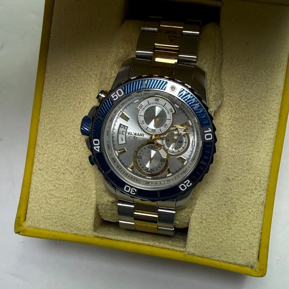 Invicta Pro Diver Quartz 45mm Chronograph Watch Silver Gold Chronograph 23994